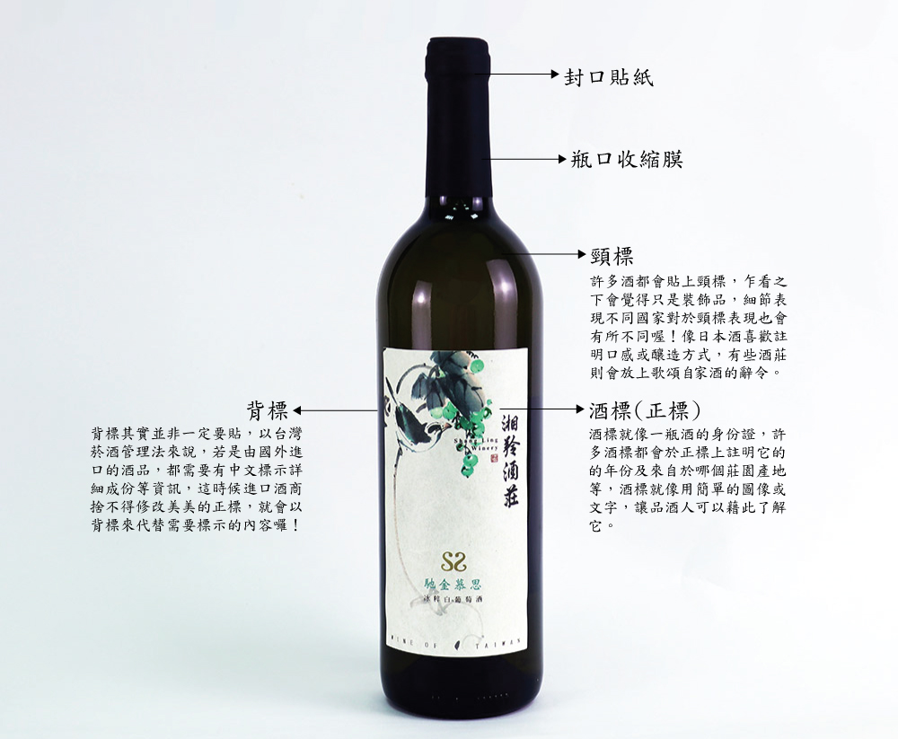 酒瓶配件 | 頸標 | 背標 | 封口貼 | 瓶蓋收縮膜